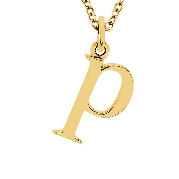 The Abbey Lower Case Initial 'p' Necklace in 14k Yellow Gold, 16 Inch - Picture 1 of 3